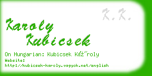 karoly kubicsek business card